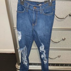 beach bum jeans medium blue wash distressed pants